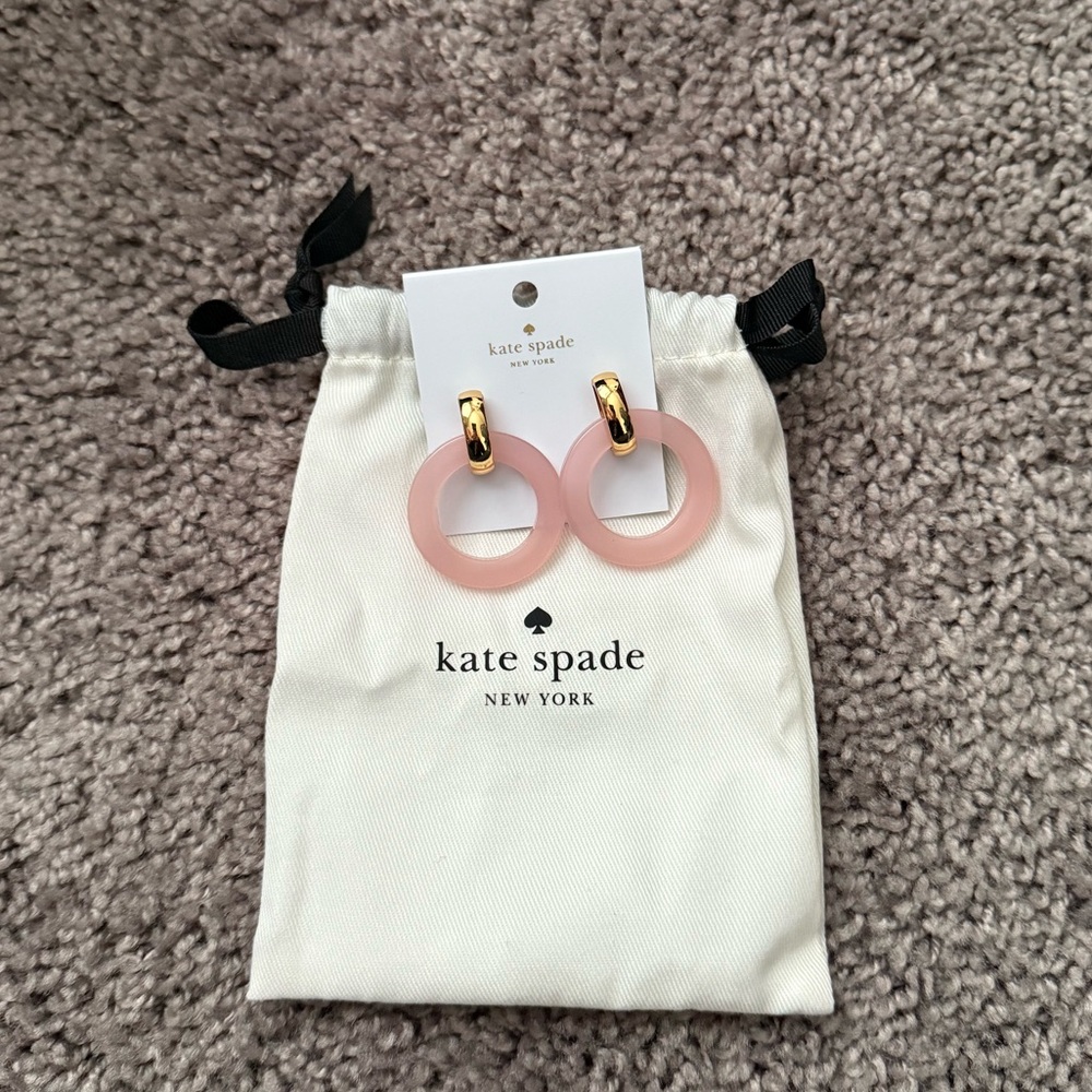kate spade gold-tone hoop earrings with blush pink rings